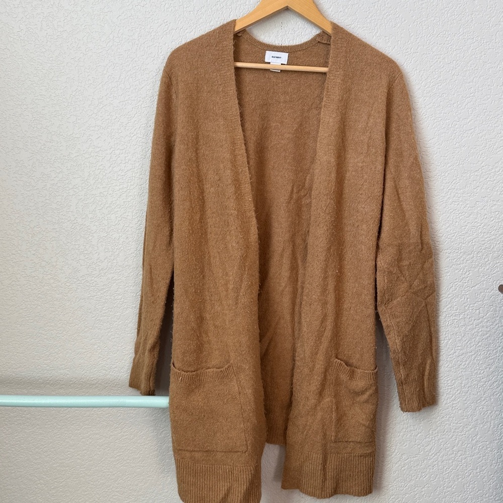 Old Navy Cardigan Fuzzy Tan Brown size Small - Picture 4 of 11